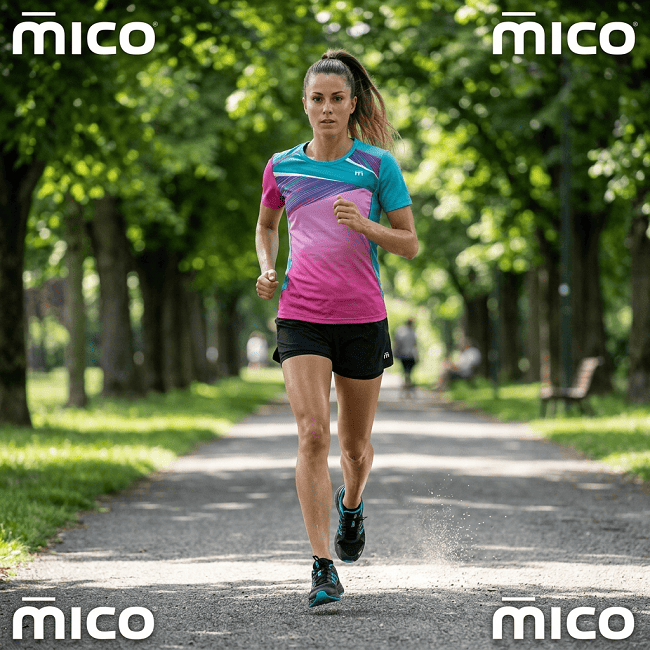 Футболка MICO Extra Dry Run Turquoise Mix Wmn в магазине Sport-Nordic.ru.